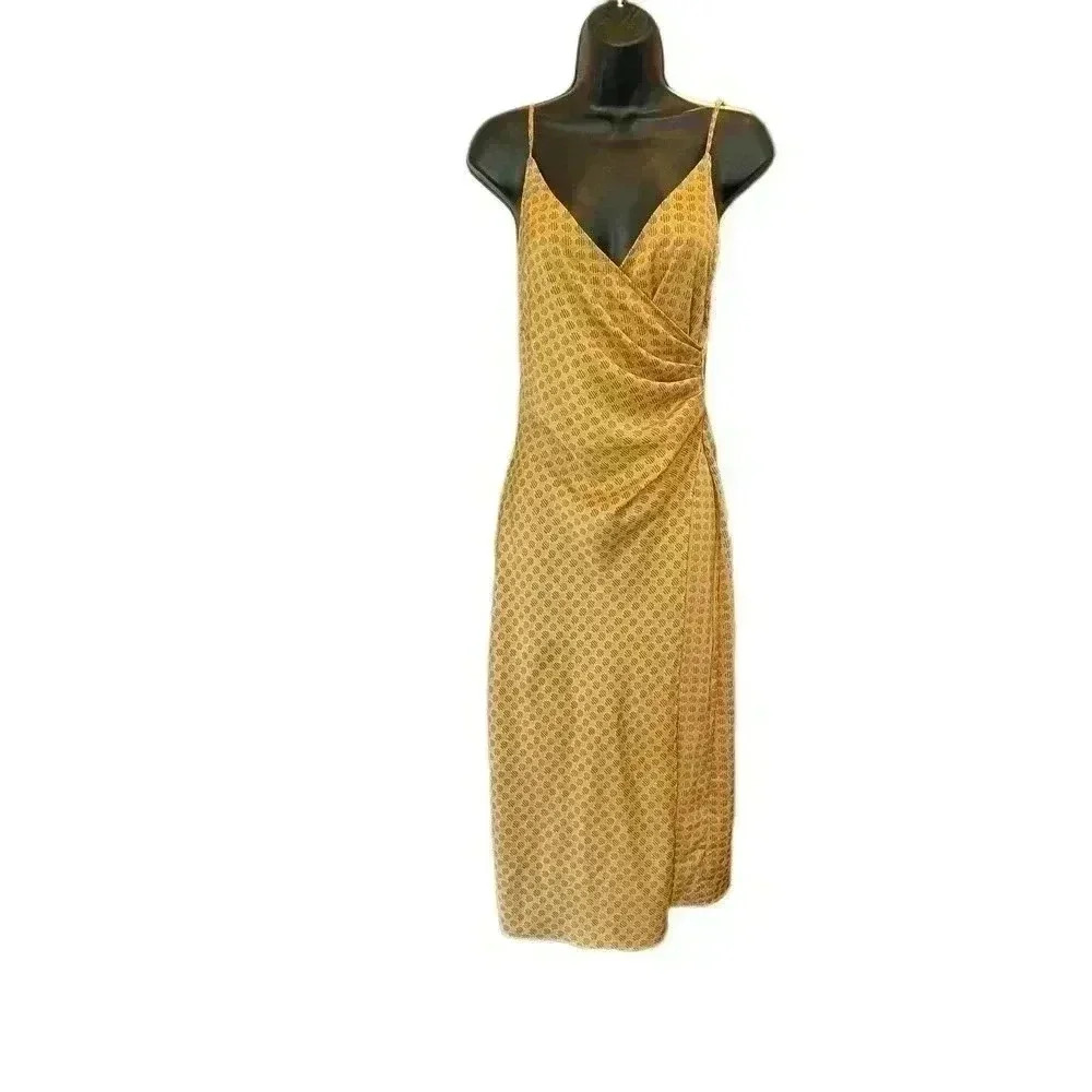 URBAN OUTFITTERS Mustard Lily Satin Wrap Midi Dress - size Small